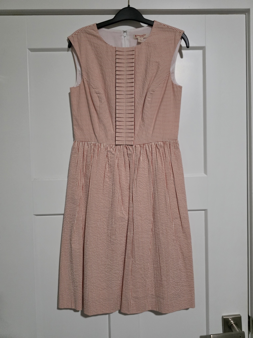 NWT Brooks Brothers Size 2 Pink and White Striped Sleeveless Midi Dress  POCKETS